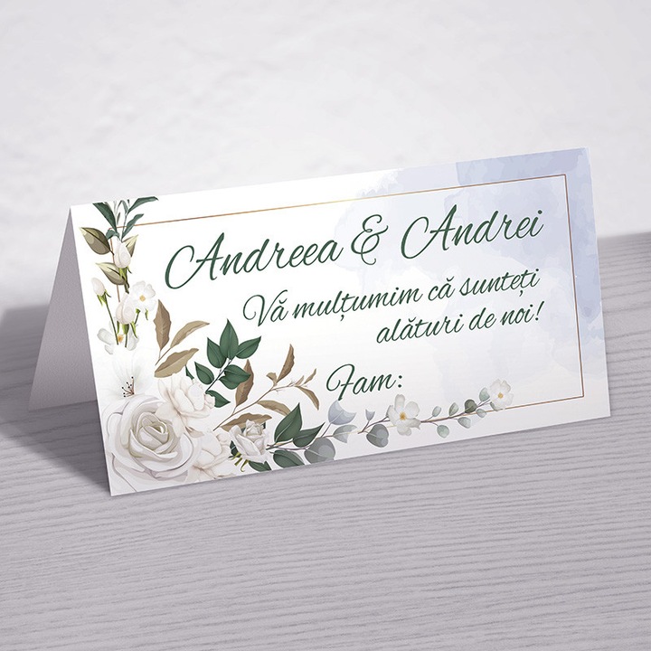 Set 10 bucati, Plic de bani pentru nunta cu flori albe, cu buzunar interior, 21 x 10 cm