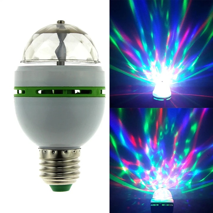 Bec rotativ LED RGB, 3W, multicolor, 12x6x6cm