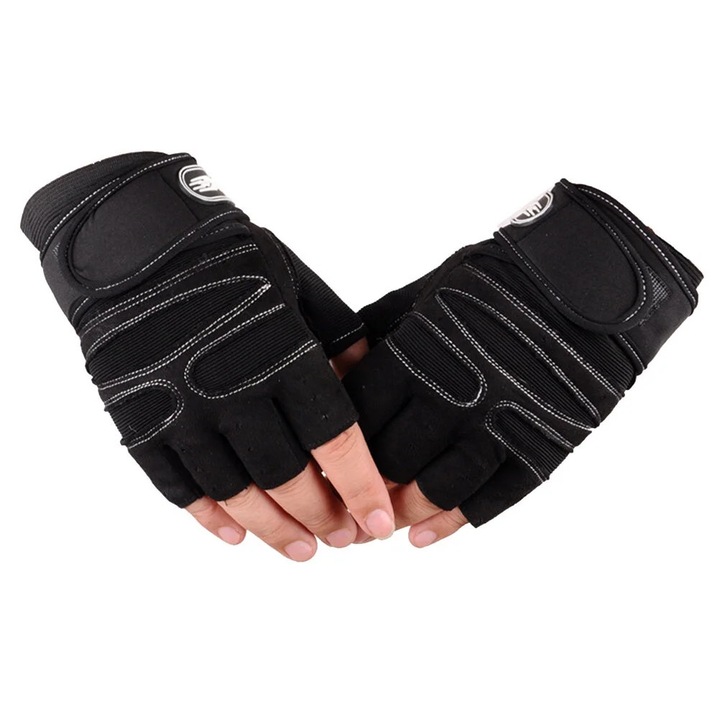 YANYXR sportkesztyű, mikroszálas, fekete-fehér, M 15x9.5x0.5cm