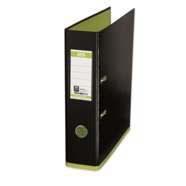 Biblioraft A4, plastifiat PP/PP, 80 mm, ELBA negru/verde