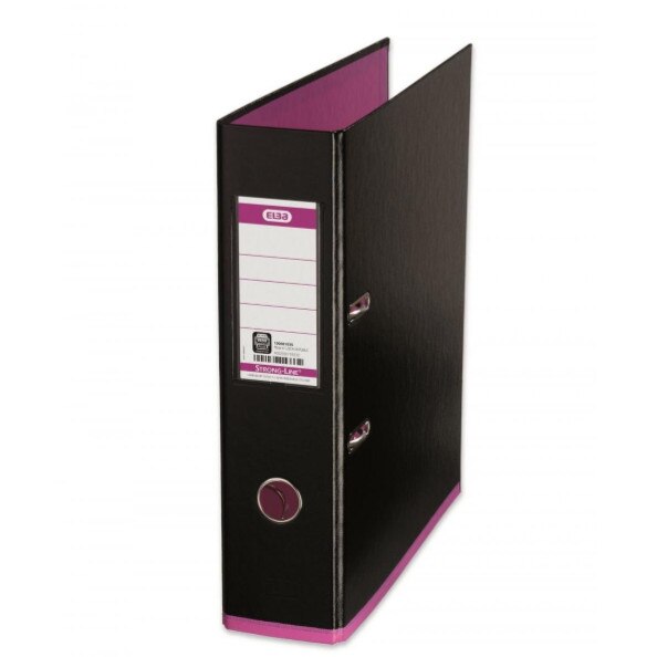 Biblioraft A4, plastifiat PP/PP, 80 mm, ELBA MyColour - negru/roz