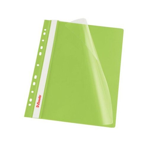 Dosar din plastic, cu sina si multiperforatii,10 buc/set, ESSELTE, verde