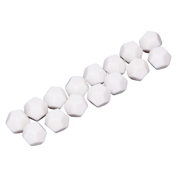 30 darabos fehér, 12 oldalú akril dobókocka készlet oktatáshoz és szórakoztatáshoz, 2,5 cm