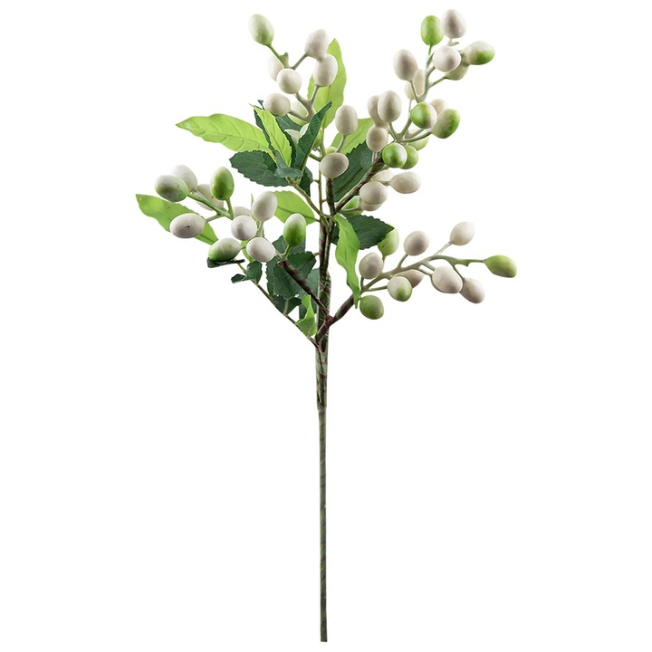 Ramura artificiala maslina cu fructe si frunze, decor verde, 1 bucata