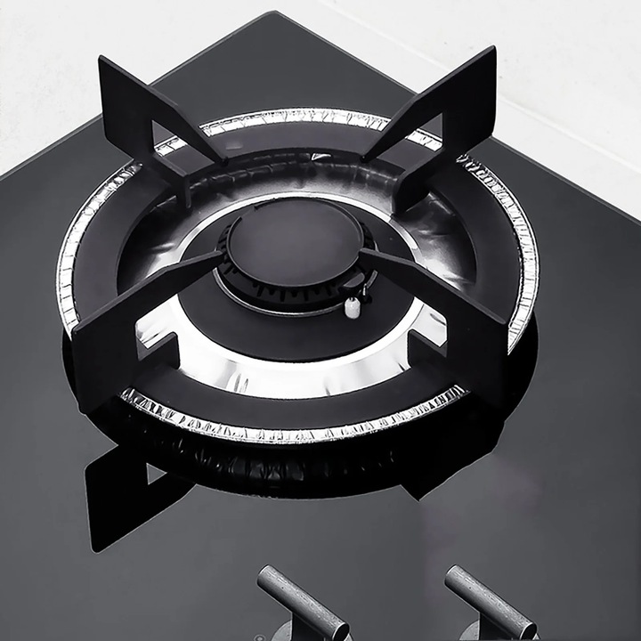 Set 10 protectii aragaz YANYXR, aluminiu, rotund si patrat, 23.5x23.5cm si 20.5x20.5cm