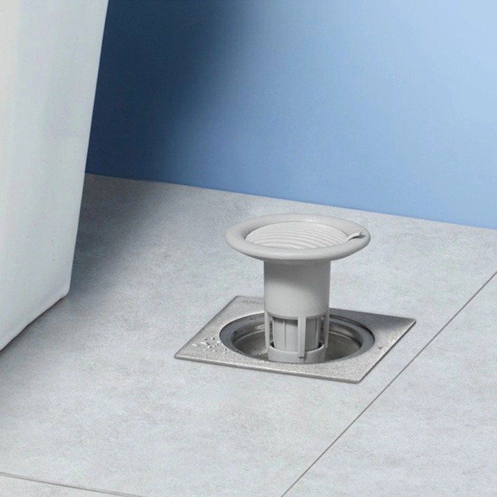 Sistem scurgere podea YANYXR, prevenire miros, gri, 7.5x7.5x9cm