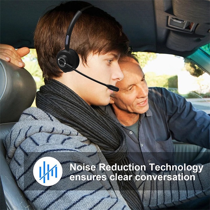 Безжични слушалки YANYXR Bluetooth 5.0, гъвкав микрофон, шумопотискане, черни