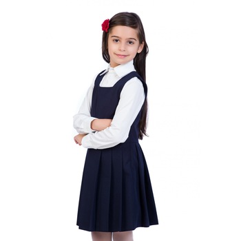 Sarafan BE YOU, bleumarin cu pliuri pentru scoala, 13-14 ani Sarafan BE YOU, bleumarin cu pliuri pentru scoala, 13-14 ani