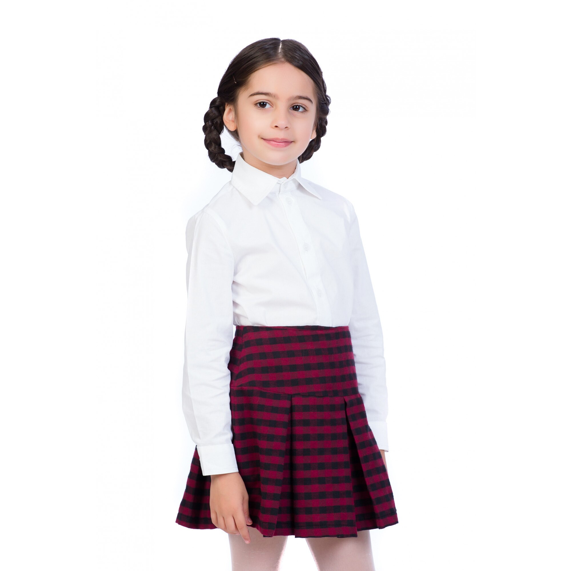 Fusta BE YOU, in carouri, Bordo cu negru