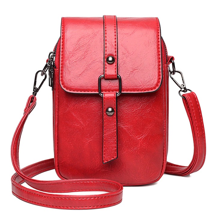 Многофункционална чанта за през рамо, изкуствена кожа, 20х13х6см