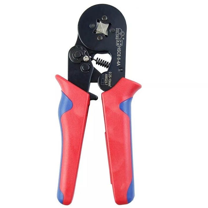 Krimpelő fogó elektromos kapcsokhoz, 0,25mm2 - 10mm2, készlet, többszínű