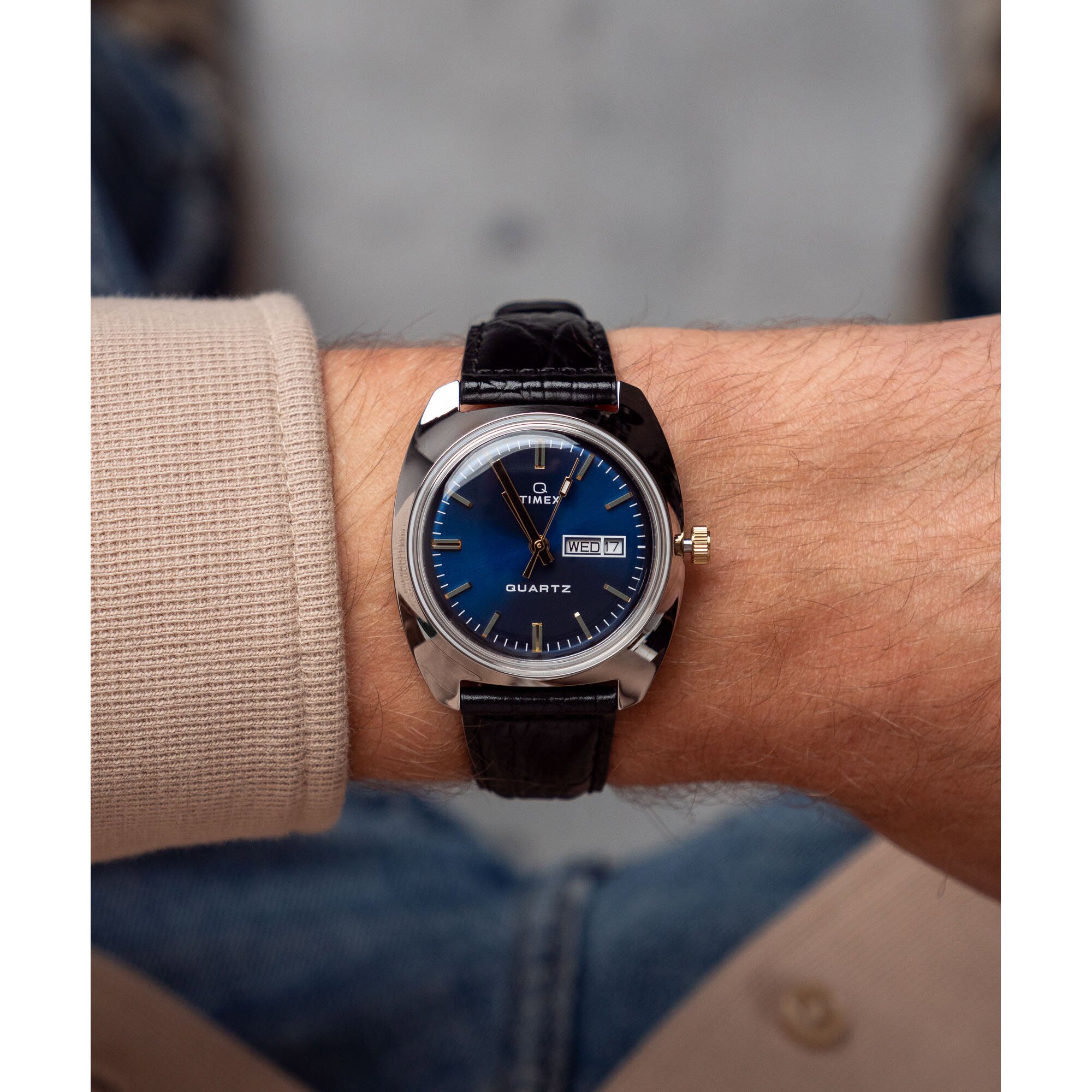 Ceas barbati Timex Q Timex 1978 Day-Date, mecanism quartz, curea