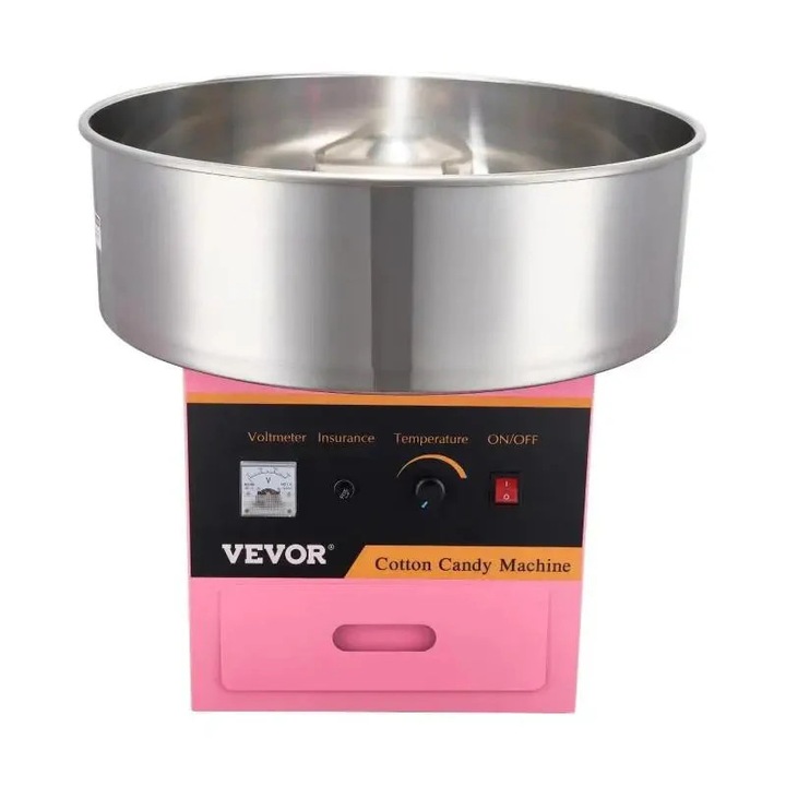 Уред за захарен памук, 1000W, неръждаема стомана, розов