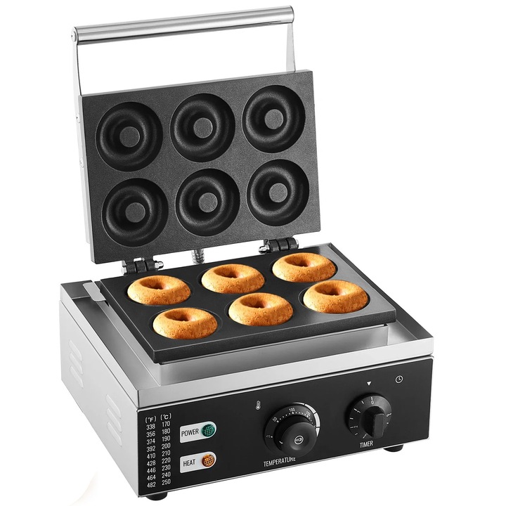 Машина за понички, Електрическа, 12 понички, конструкция от неръждаема стомана, незалепваща повърхност, 50x40x20 см