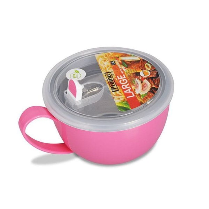 Caserola alimentara Kubek Promis, 1,1 litru, inox, roz