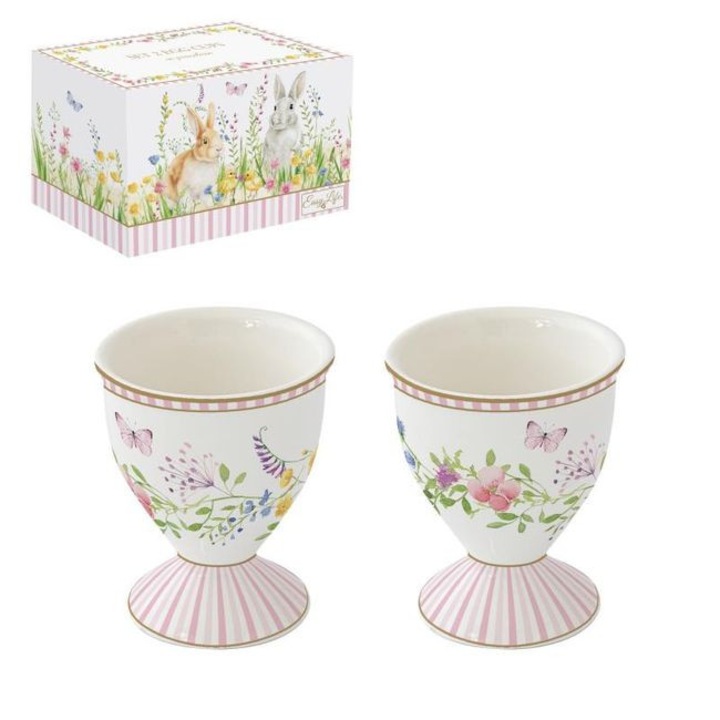 Set 2 cupe pentru Oua din Portelan, Easy Life, Multicolor