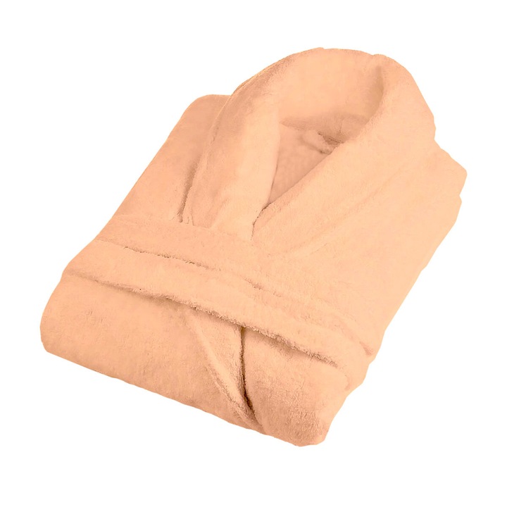 Halat de baie cu guler, TextiLici, 100% bumbac, material tip prosop, XXL, portocaliu