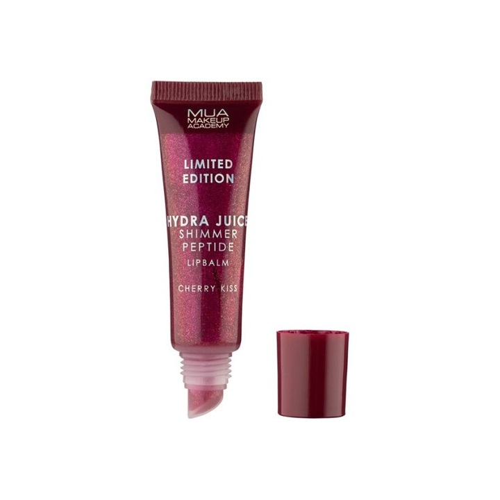 Balsam de buze MUA Hydra Juice Peptide Shimmer Cherry Kiss 10ml, hidratant, stralucitor