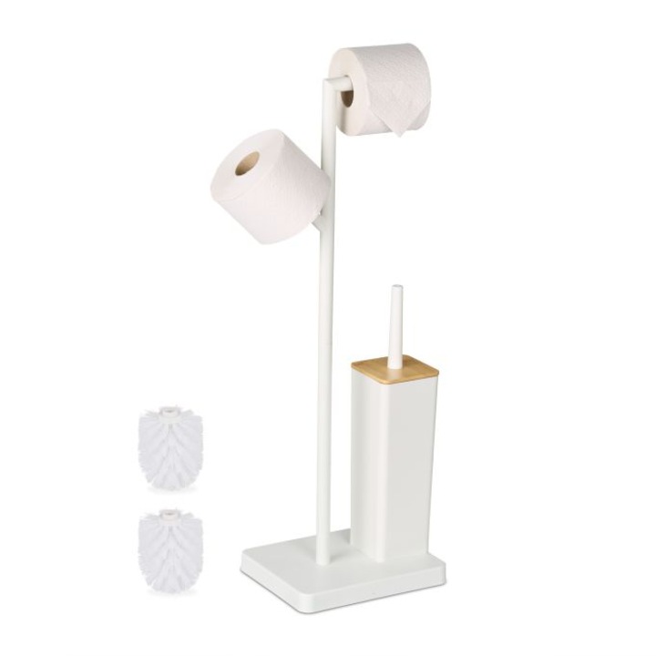 Поставка за тоалетна хартия и тоалетна четка Relaxdays 2в1, Метал, 10050741