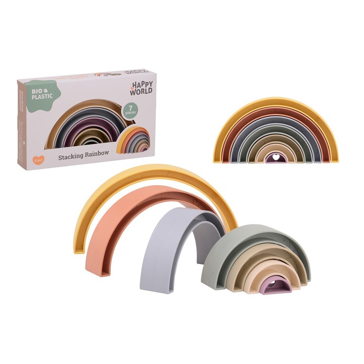 Играчка за сортиране Angre, дъга, Happy World, 12м+, размер 19.5x3.5x12см