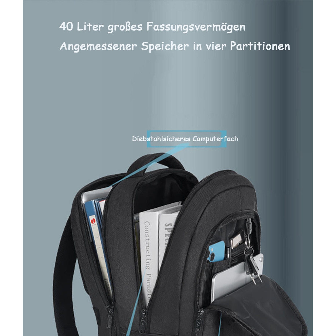 Rucsac laptop anti-furt Enforose, 15.6 inch, capacitate mare, impermeabil, culoare abanos