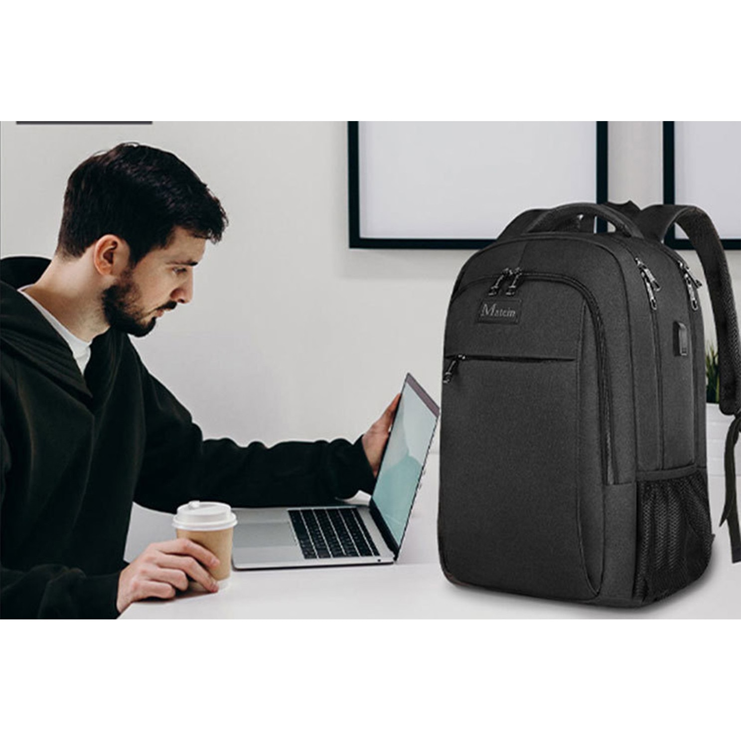 Rucsac laptop anti-furt Enforose, 15.6 inch, capacitate mare, impermeabil, culoare abanos