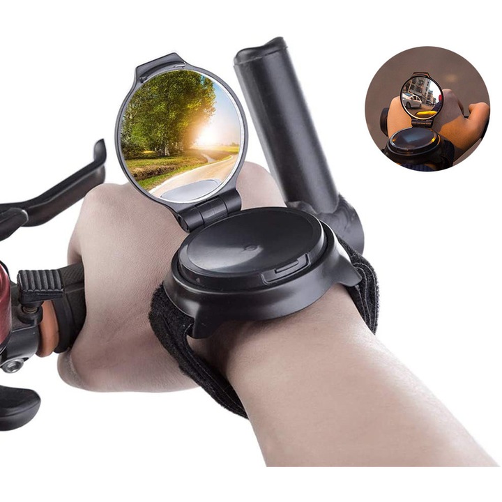 Oglinda bicicleta, bratara, reglabila 360 grade, negru, universal