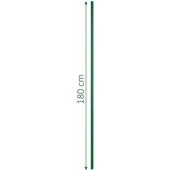 Növénytámasztó rúd, Plonos, 180 cm, 10 darabos készlet, rozsdamentes acél, zöld