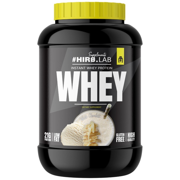 Supliment alimentar Hero.Lab Instant Whey Protein Concentrat din zer de inalta calitate, ciocolata alba, 2000 grame