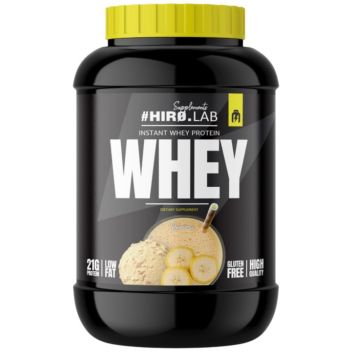 Supliment alimentar Hero.Lab Instant Whey Protein Concentrat din zer de inalta calitate, banana, 2000 grame