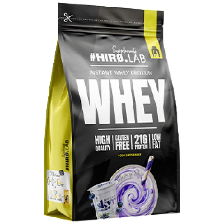 Supliment alimentar Hero.Lab Instant Whey Protein Concentrat din zer de inalta calitate, afine cu Skyr, 750 grame