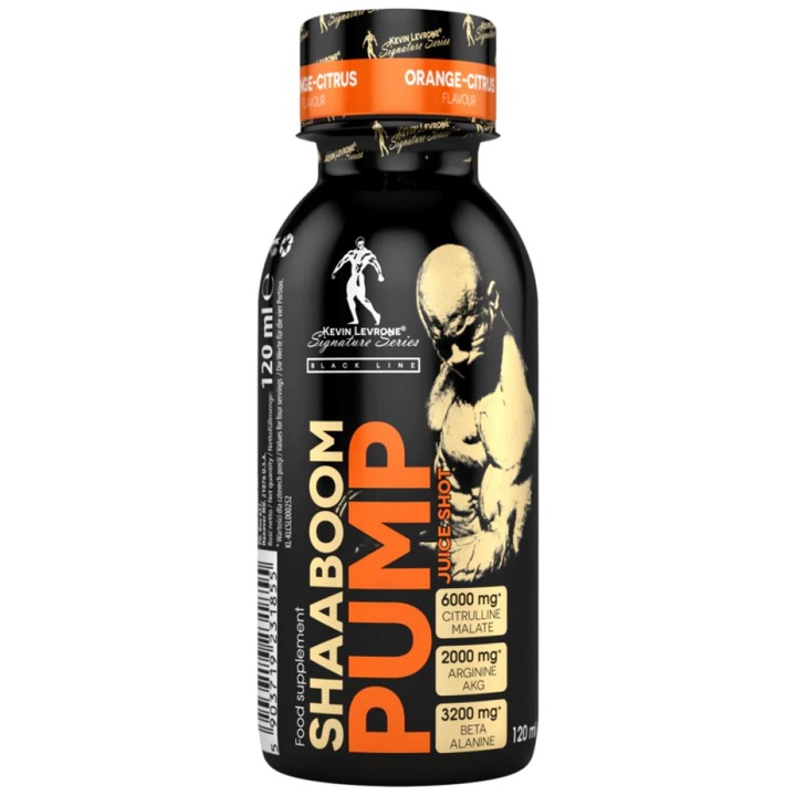 Supliment alimentar Kevin Levrone Black Line / Shaaboom Pump Shot, Portocaliu - Citrice, 120 ml