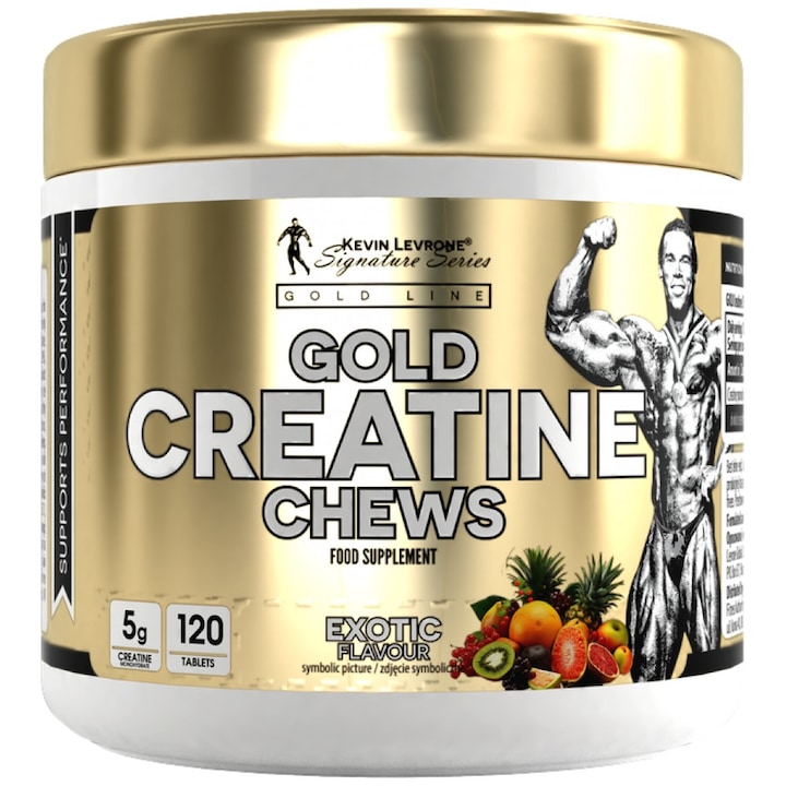 Хранителна добавка Kevin Levrone Gold Creatine Chews Creatine Monohydrate, Екзотични Плодове, 120 Дъвчащи таблетки