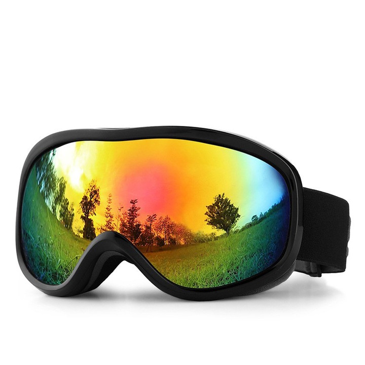 Ochelari de schi cu protectie UV, lentile anti-aburire, design OTG, set pentru sportivi, multicolor