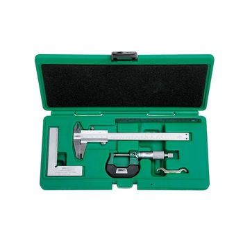 Set subler, micrometru, echer si rigla in cutie de plastic marca Insize Set subler, micrometru, echer si rigla in cutie de plastic marca Insize