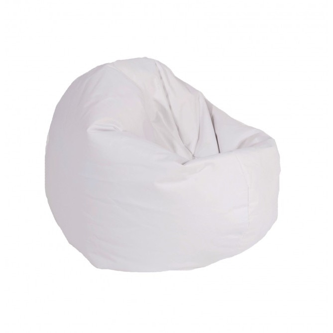 Fotoliu pentru Copii (2-14 ani) Relaxo - Alb (piele eco) umplut cu perle polistiren (beanbag marca Pufrelax) Fabricat in Romania