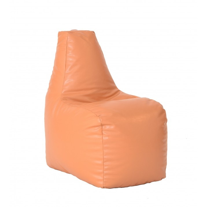 Fotoliu pentru copii (2-8 ani) Sunlounger Junior - Caramel (piele eco) umplut cu perle polistiren (fotoliu para marca Pufrelax) Fabricat in Romania