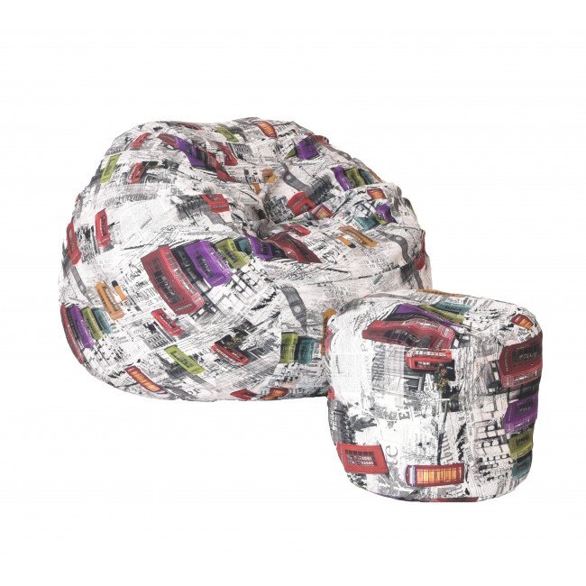 Set Fotoliu (Mare) King Size + Otoman - Telephone (Gama Premium) husa detasabila, Transformabil in pat, Fabricat in Romania, umplut cu fulgi de burete memory mix®, marca Pufrelax