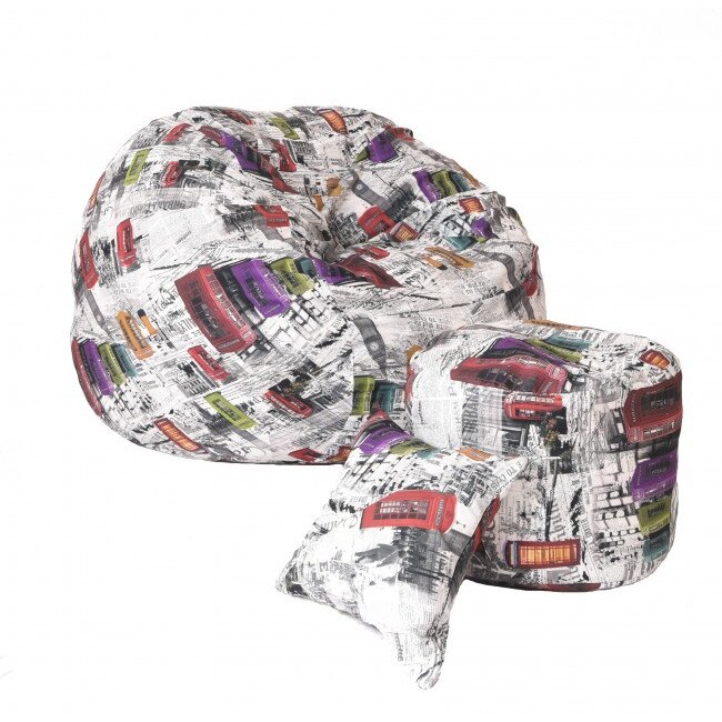 Set Fotoliu (Mare) King Size+Otoman+Perna decorativa - Telephone (Gama Premium) husa detasabila, Transformabil in pat, Fabricat in Romania, umplut cu fulgi de burete memory mix®, marca Pufrelax