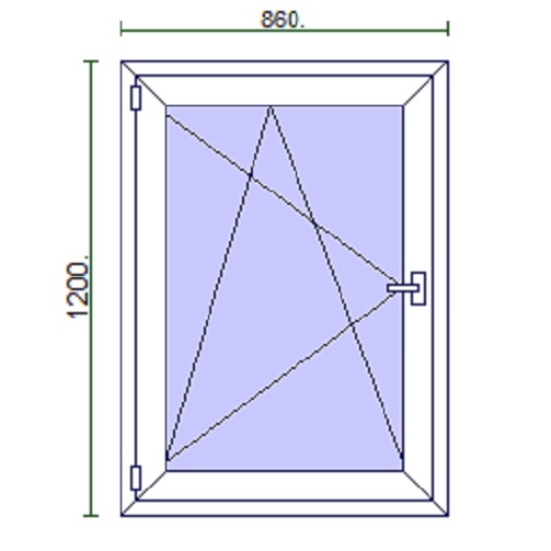 Fereastra termopan PVC 6 CAMERE ALB, 1200x860 mm, stanga