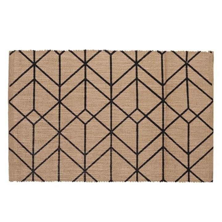 Декоративен килим от юта с линеен десен, 90x60 cm, бежов