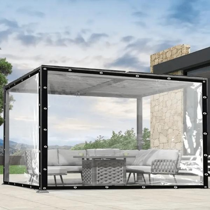 Átlátszó terasz ponyva, védelem egész évben, könnyen felszerelhető, időjárásálló, szerelőkötél (5m) - COVERKA 2x3m