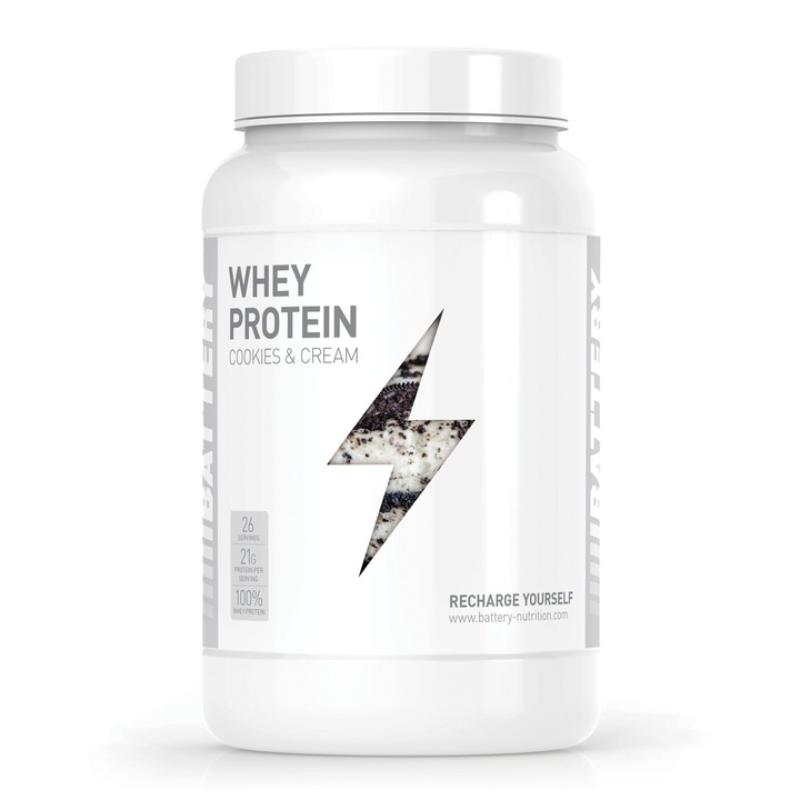 Supliment alimentar Battery Nutrition, Whey Protein - Whey Protein Cookies cu crema 800g