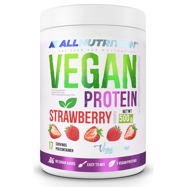 Хранителна добавка, Вегетариански протеин, Allnutrition, Ягода, 500гр