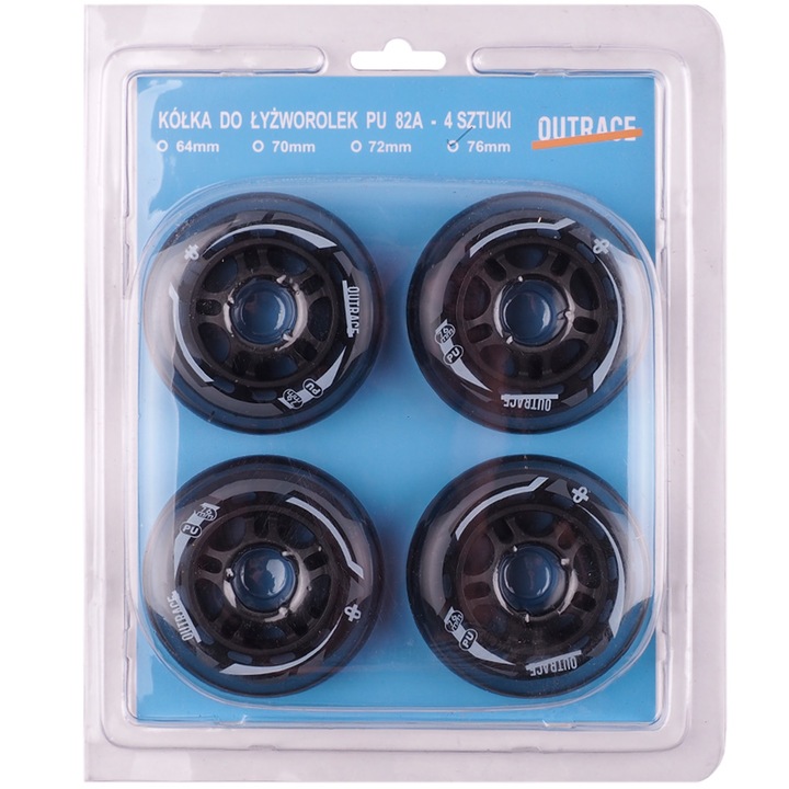 Roti pentru role, 76 mm, Bentom, 82A, set 4 bucati, poliuretan