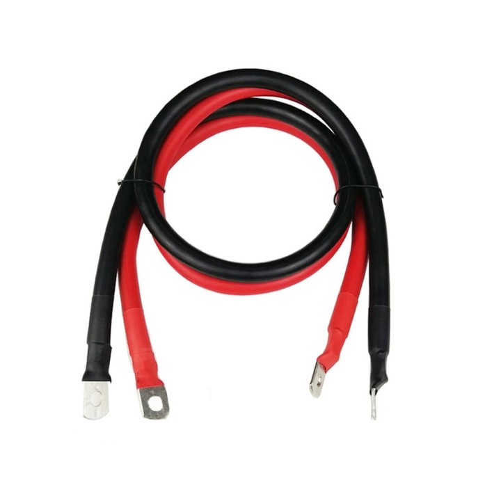 Cablu 10mmp rosu/negru papuci in ambele capete M8, lungime -2x30 cm, strap baterii, imbinari de putere intre acumulari solari si utilaje electrice
