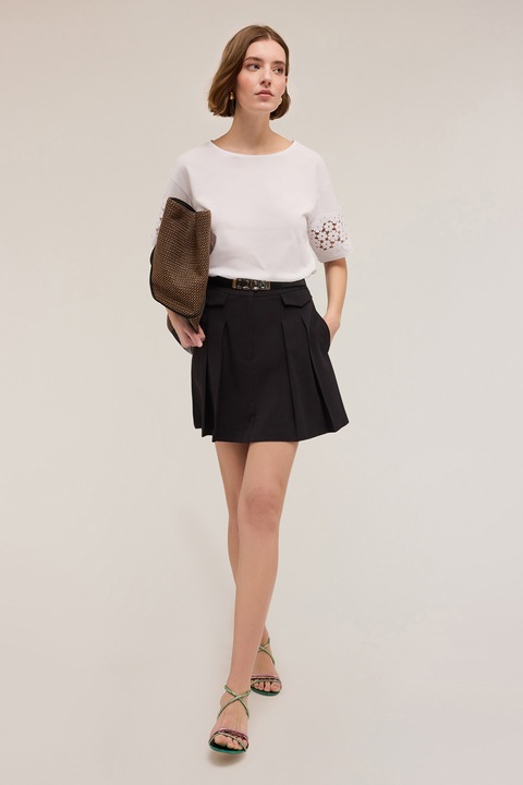 MOTIVI, Fusta mini cu buzunare oblice, Negru, 32