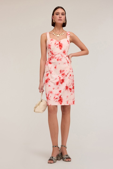 Motivi, Rochie scurta cu imprimeu grafic, Roz deschis/Piersica