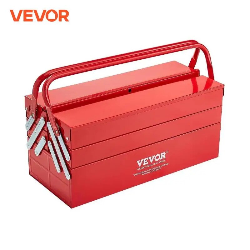 Cutie de unelte, portabila, metal, 18 inch, 5 compartimente, rosu