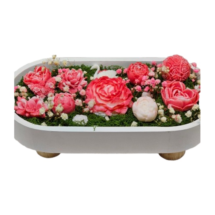 Szójaviasz virágkompozíció-Easter Garden, rózsaszín:-100% természetes szójaviasz